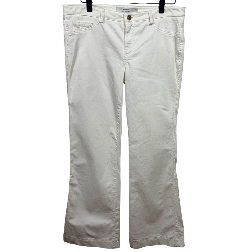 Robert Rodriguez White Stretch Pockets High Rise Wide Leg Flare Jeans Womens 6